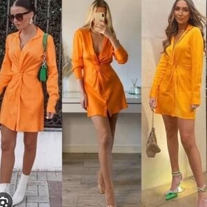 New House of Harlow Satin effect front knot mini dress Size M